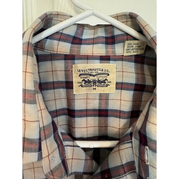 Vintage Levis Plaid Western Cowboy Shirt Men Pearlized Button Long Sleeve - Picture 3 of 6